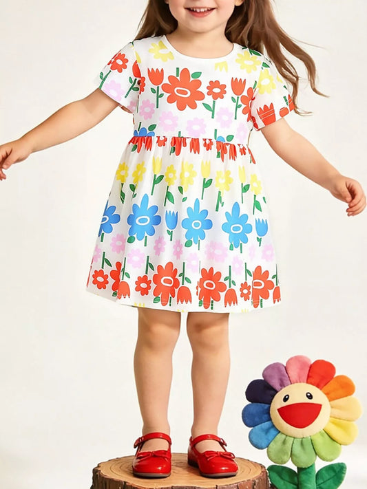 Children's Floral Print Casual Dress