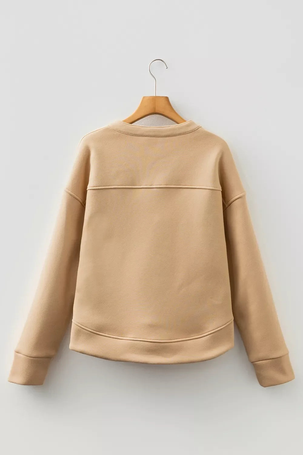 Eyelet Button Placket Dropped Shoulder Sweatshirt
