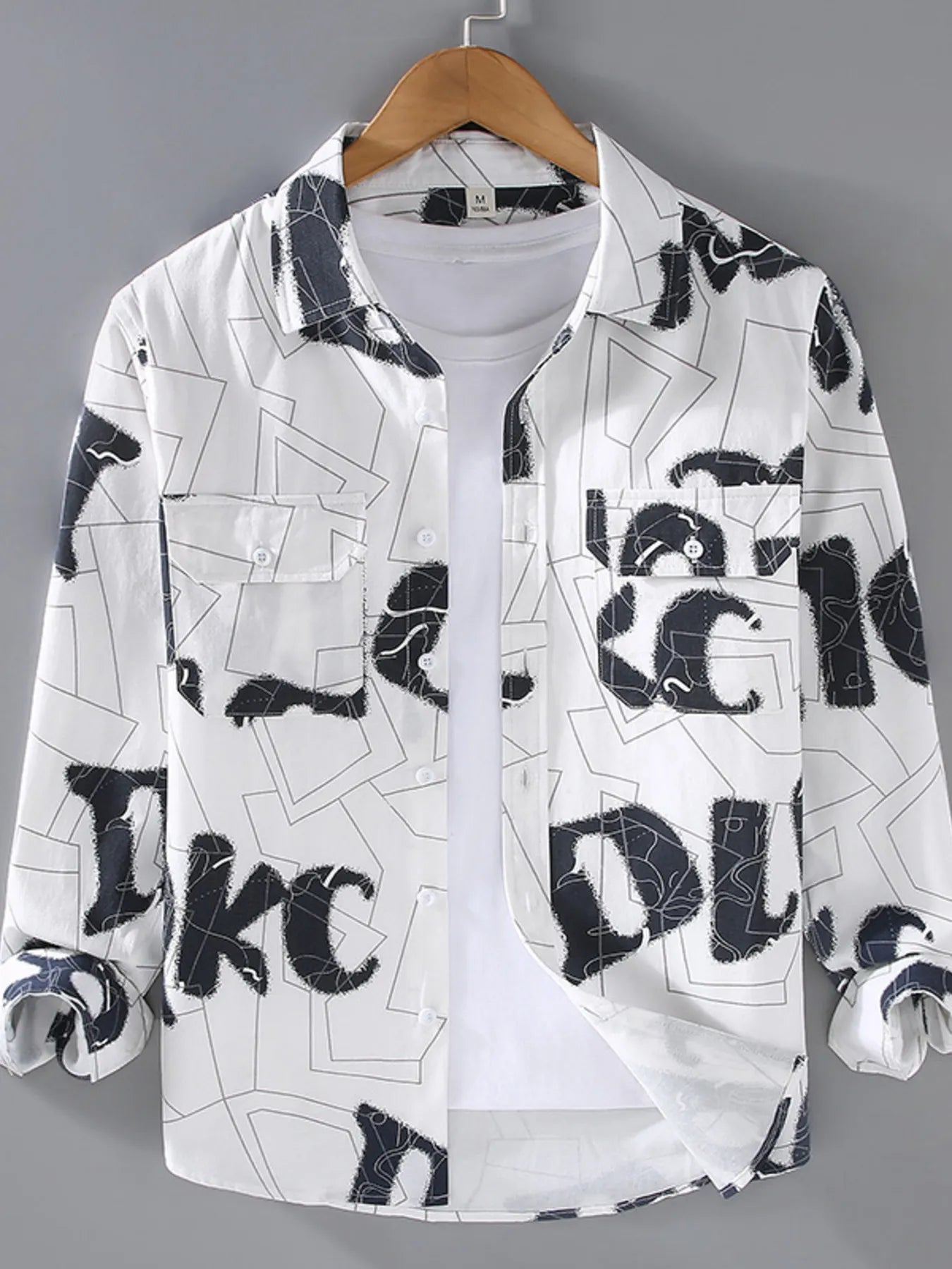 Men's Plus Size Printed Button Up Shirt