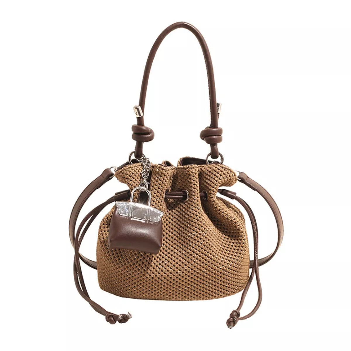 Woven Drawstring Crossbody Bag