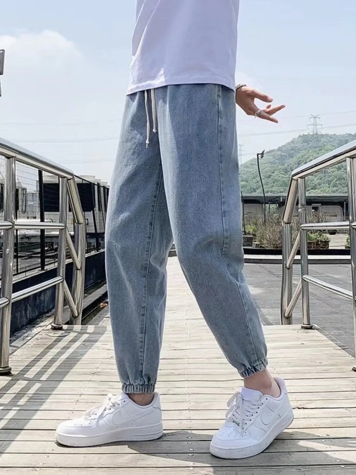 Men's Full Size Loose Fit Drawstring Jeans Plus Size