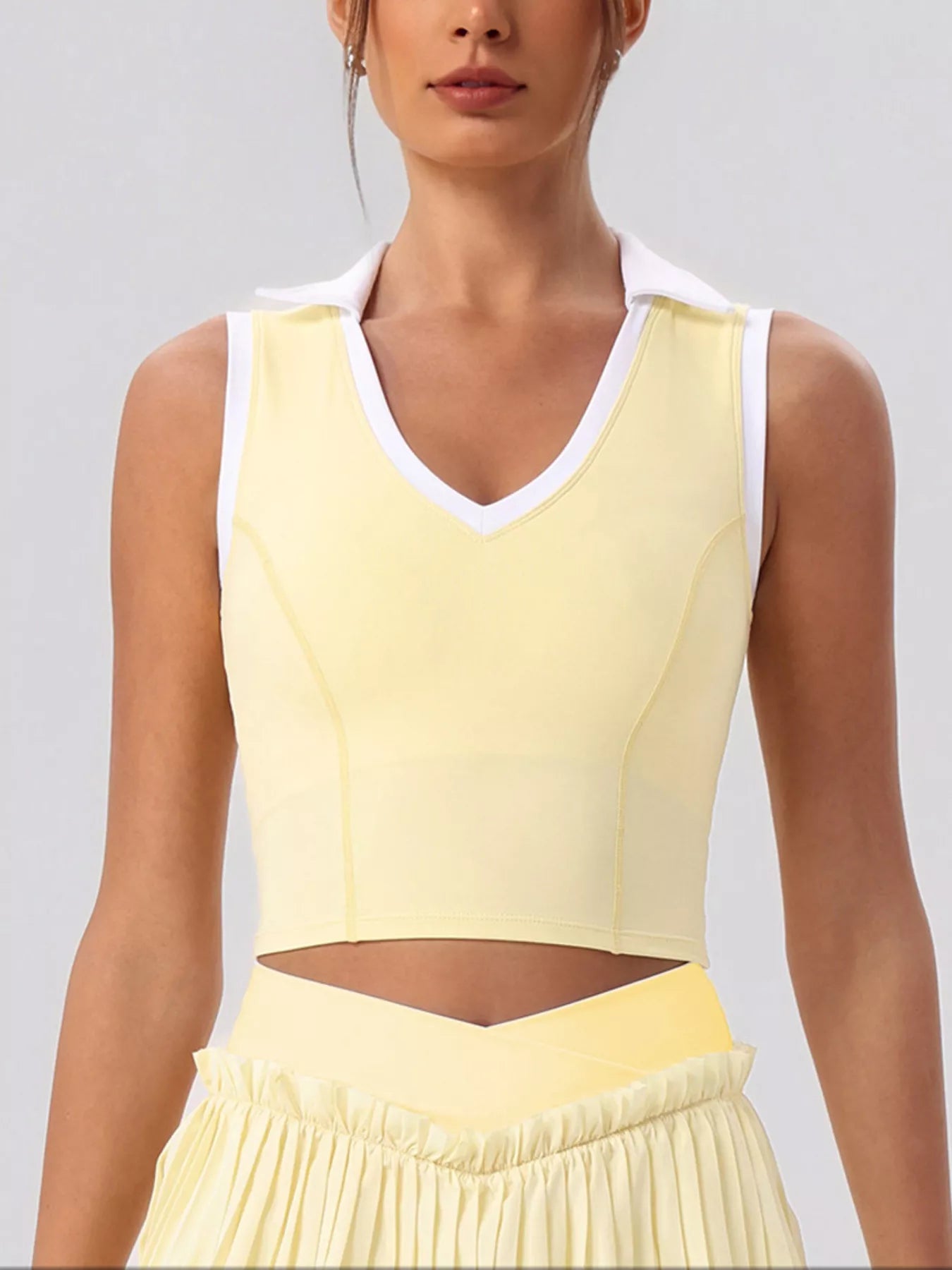 Sleeveless Top and Pleated Skirt Active Set