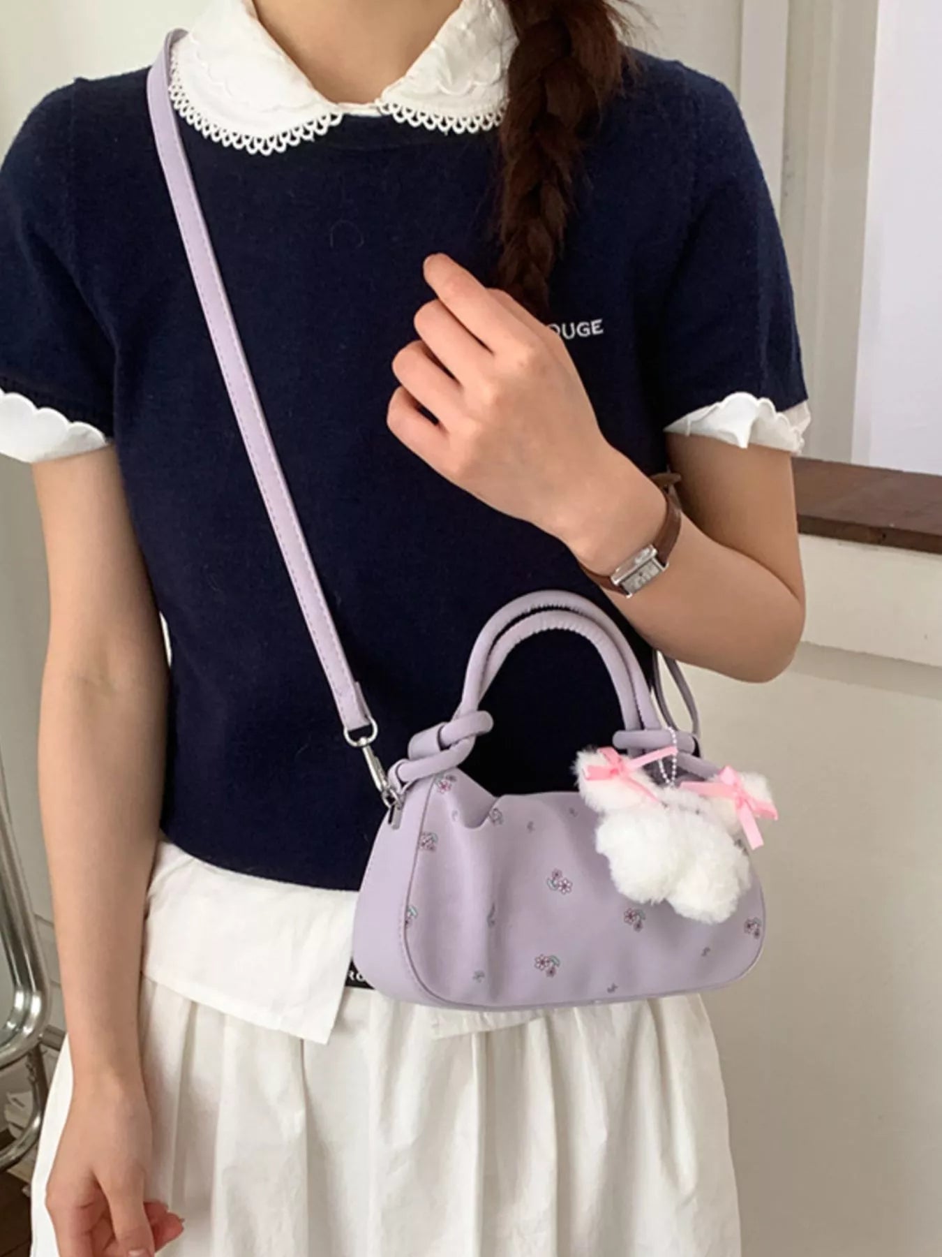 Floral Ruched Crossbody Bag