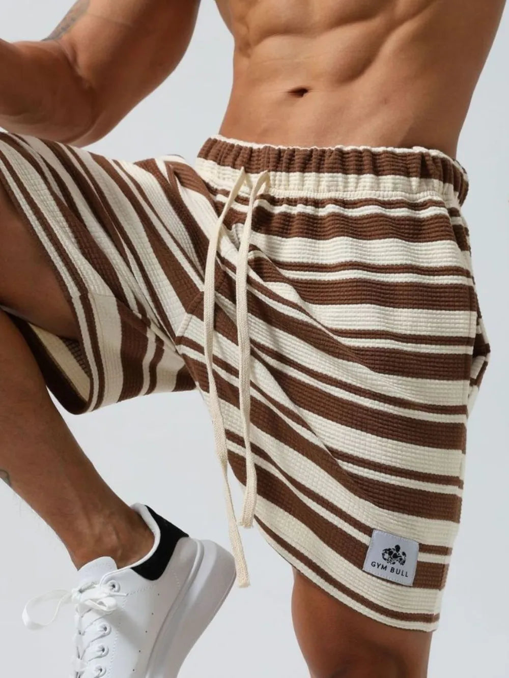 Men's Plus Size Drawstring Striped Shorts