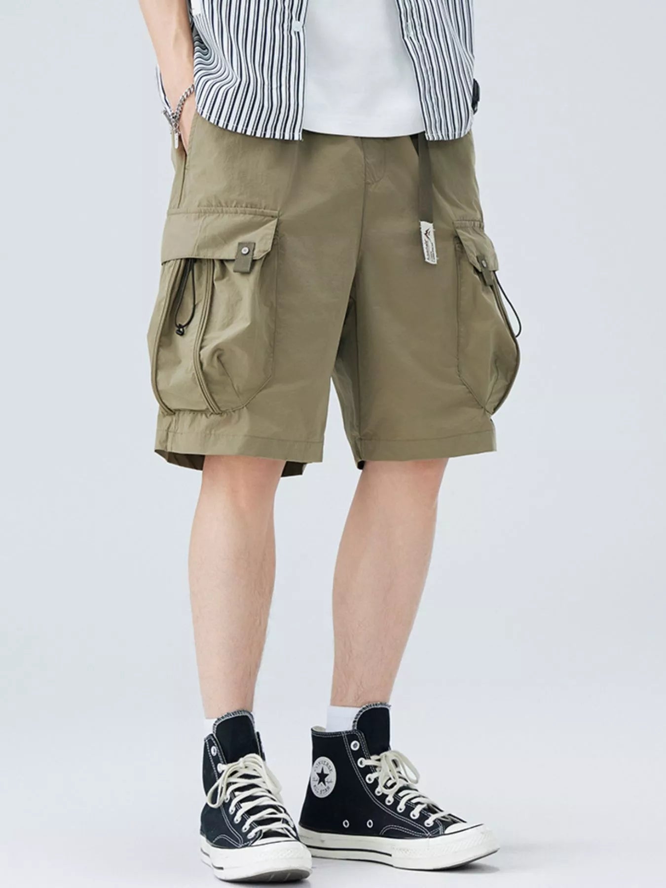 Men's Plus Size Cargo Shorts with Drawstring