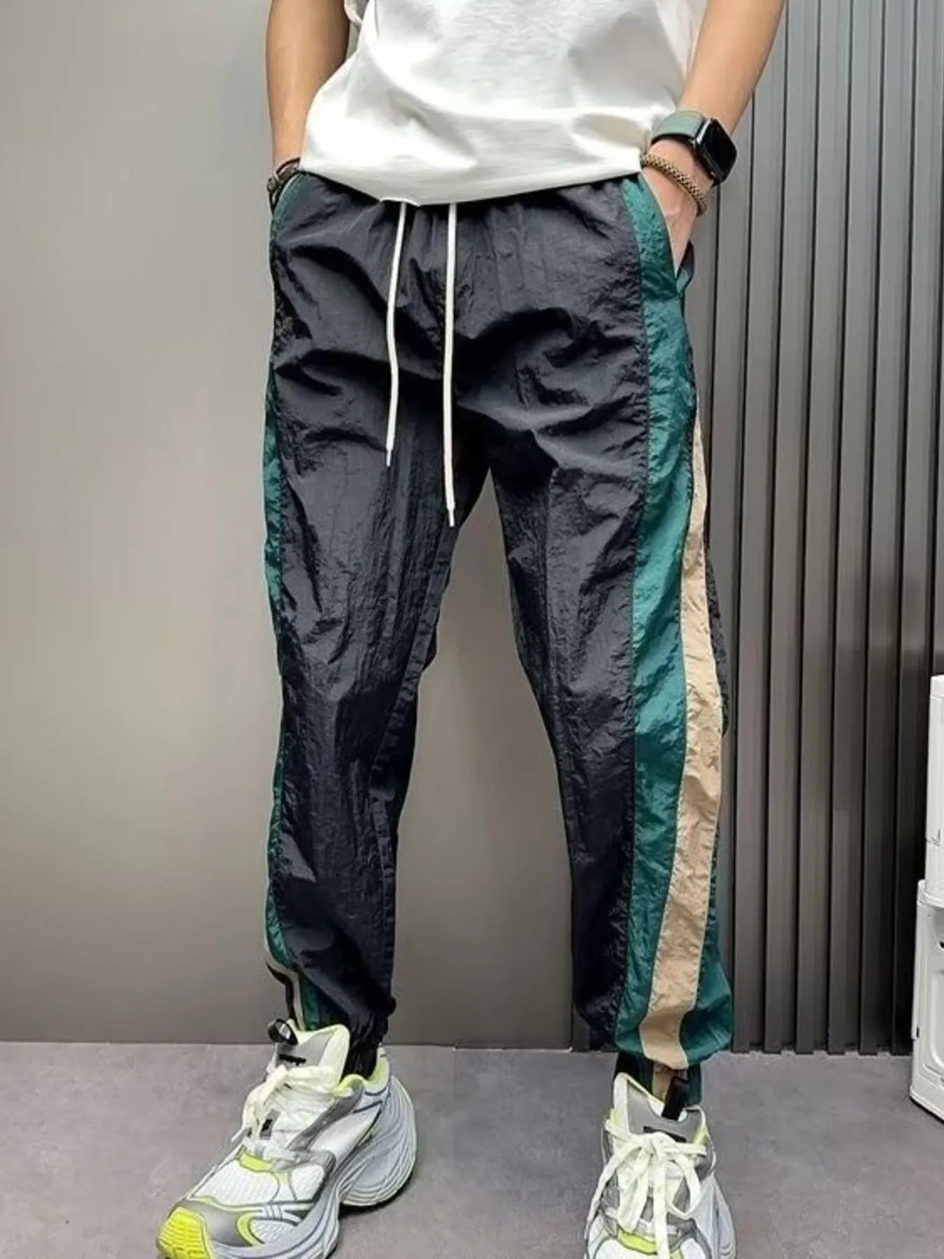 Men's Plus Size Contrast Drawstring Pants