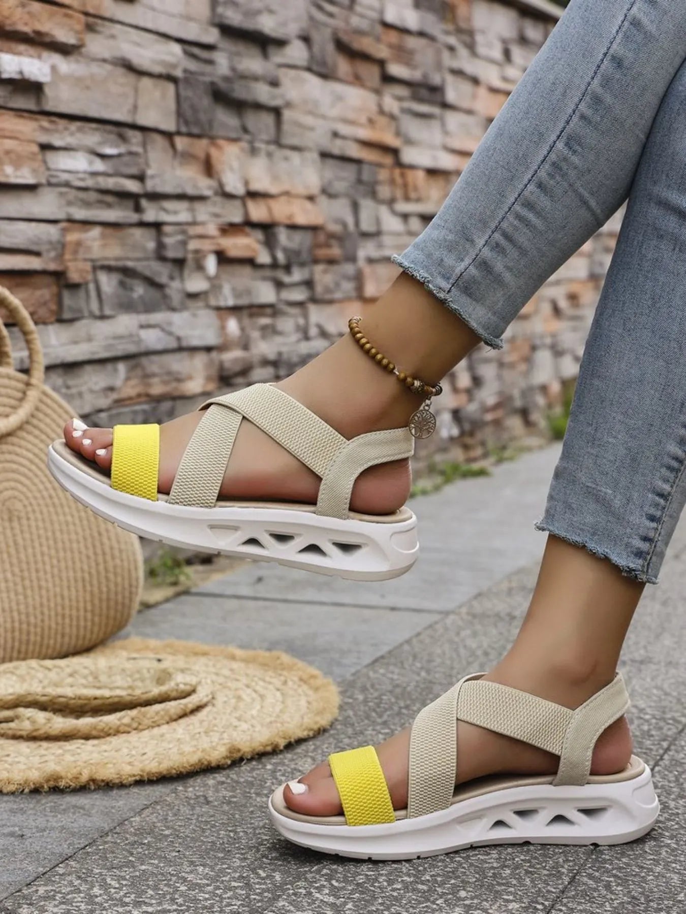 Crisscross Open Toe Platform Sandals