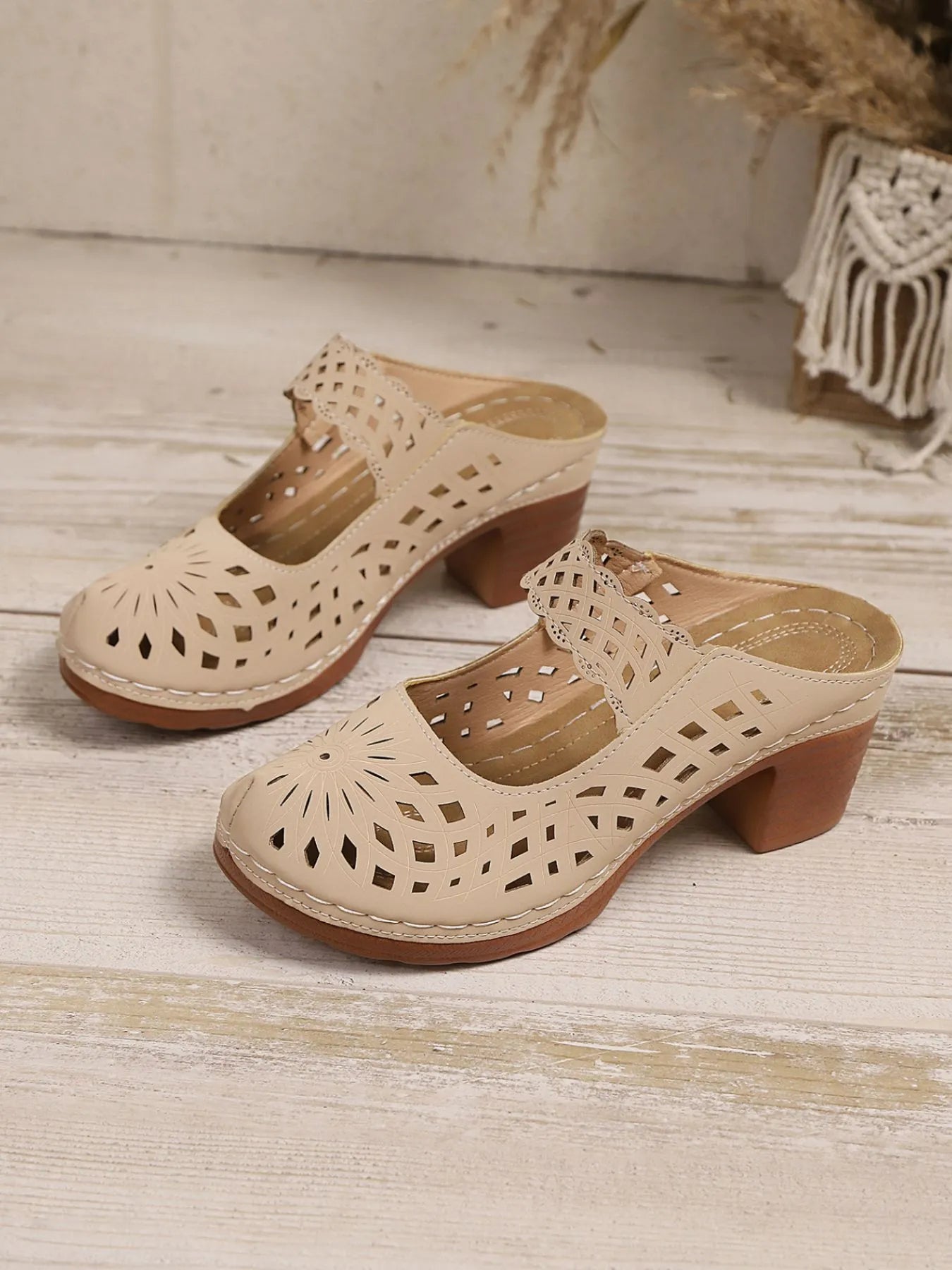Cutout Block Heel Sandals