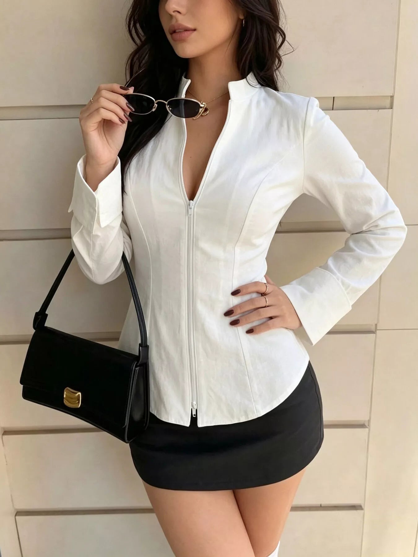 Zip Up Long Sleeve Top
