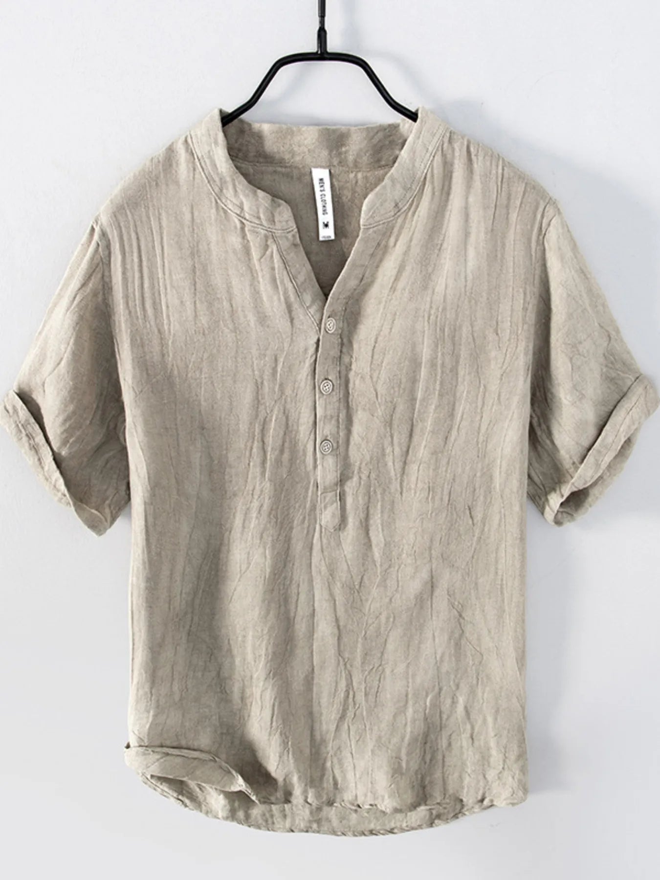 Men's Plus Size Button Detail Short Sleeve Top