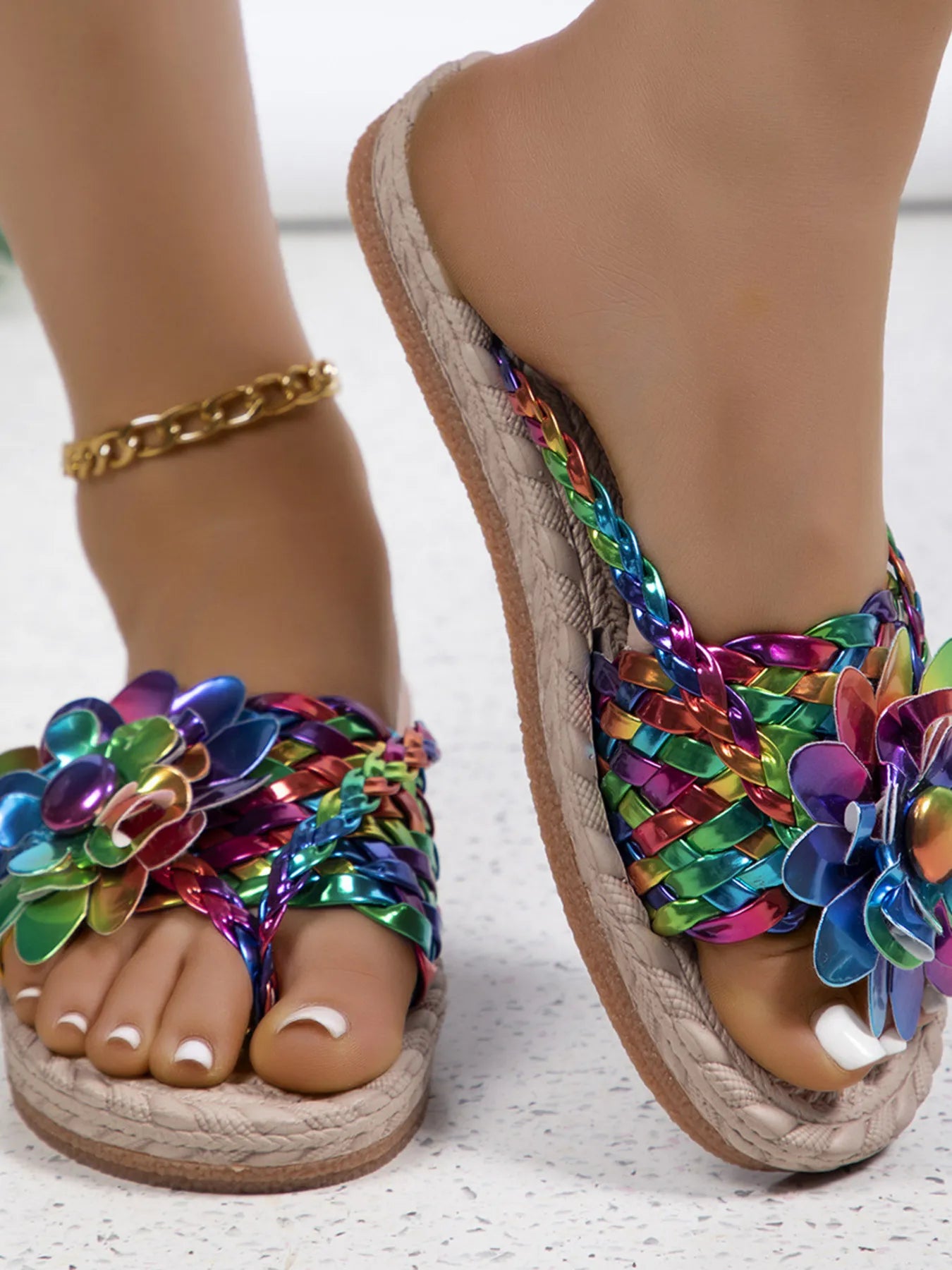Floral Embellished Comfort Slide Sandals
