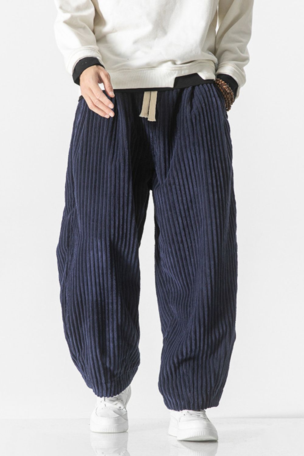 Men's Plus Size Corduroy Wide Leg Casual Pants