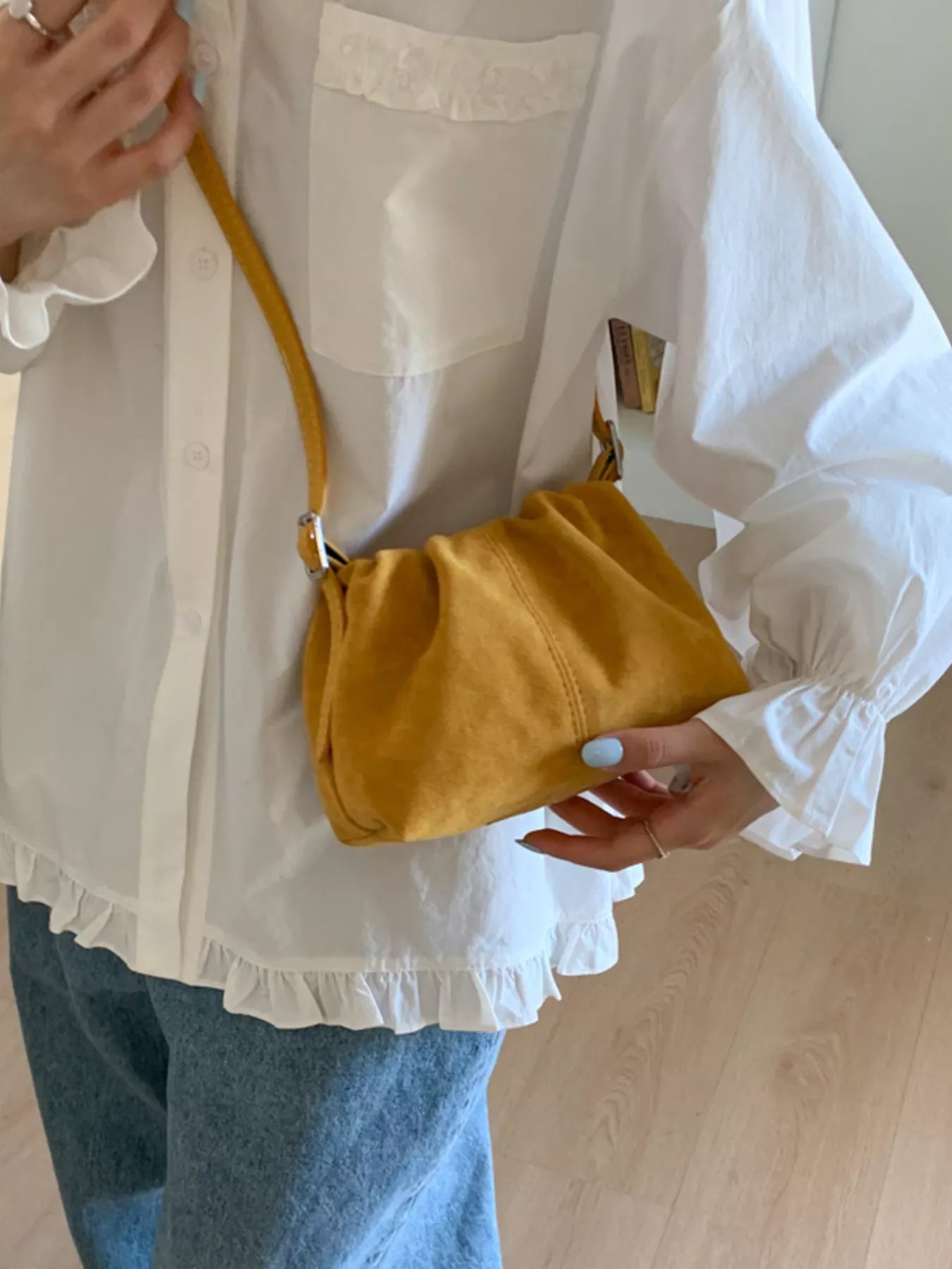 Suede Adjustable Strap Crossbody Bag
