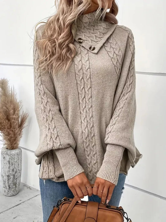 Cable Knit Button Detail Sweater