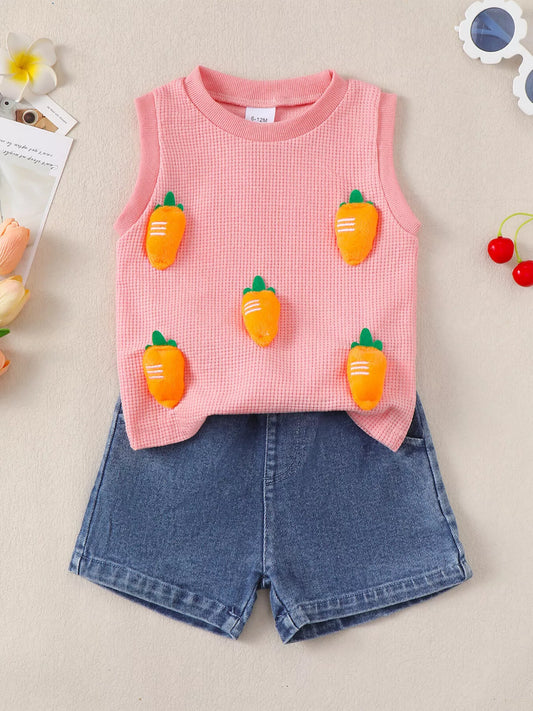 Children's Carrot Sleeveless Top & Shorts Set