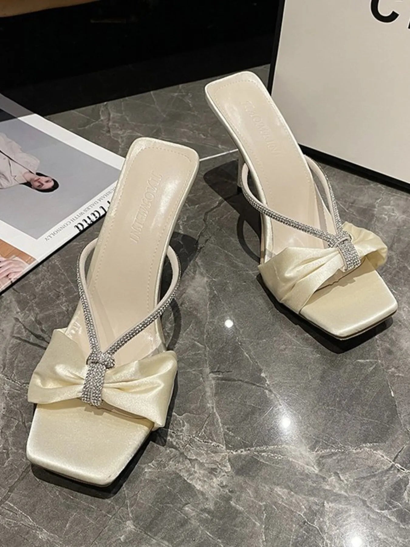 Bow Mid Heel Sandals