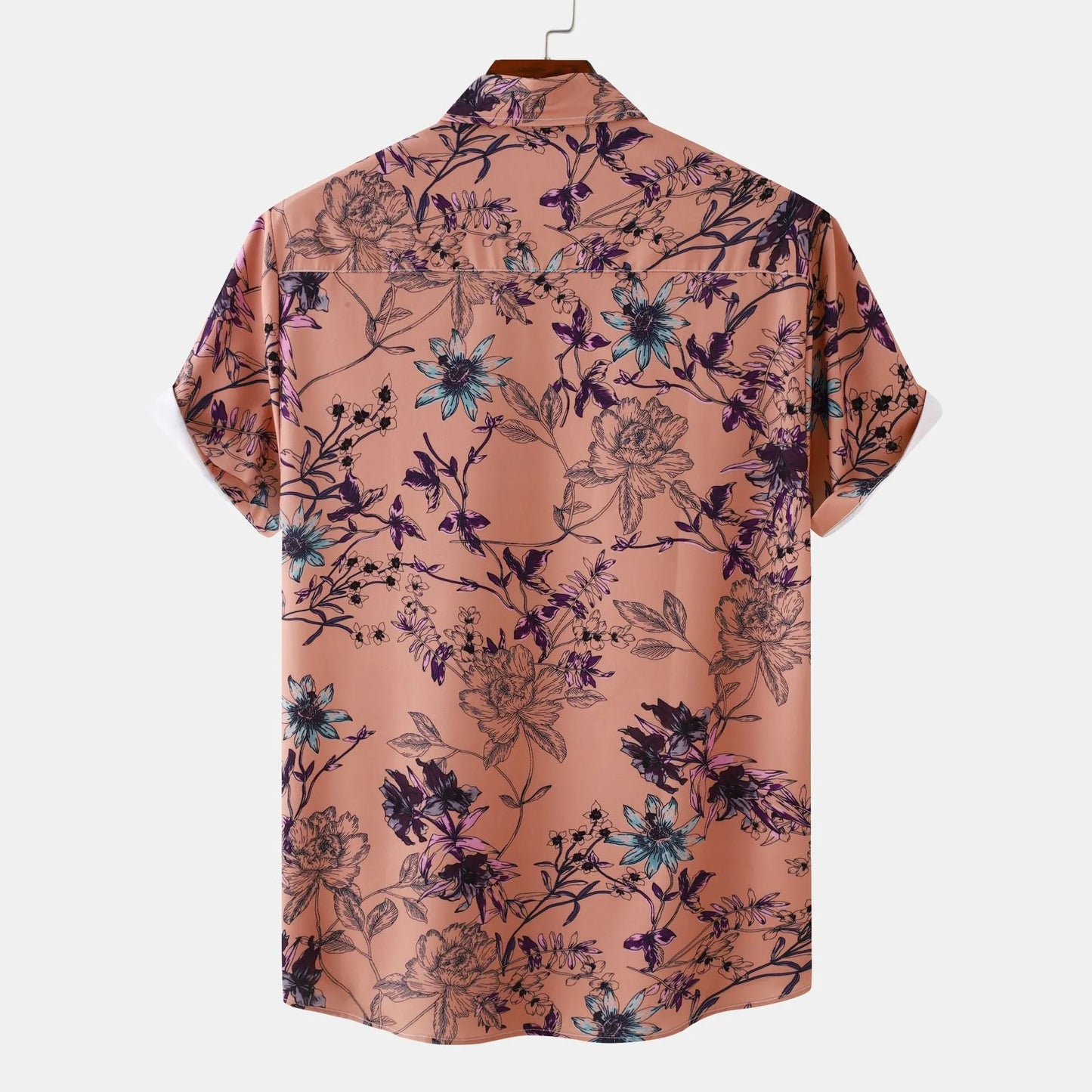 Men's Plus Size Floral Print Short Sleeve Button Down Casual Shirt