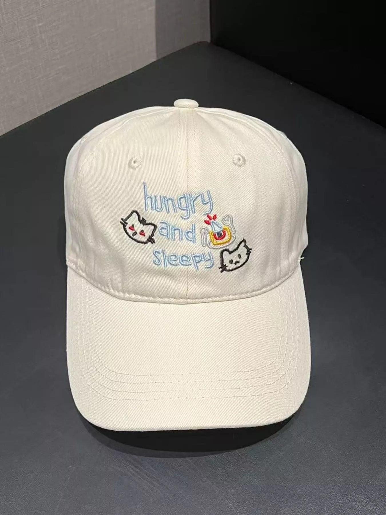 Embroidered 'Hungry and Sleepy' Baseball Cap