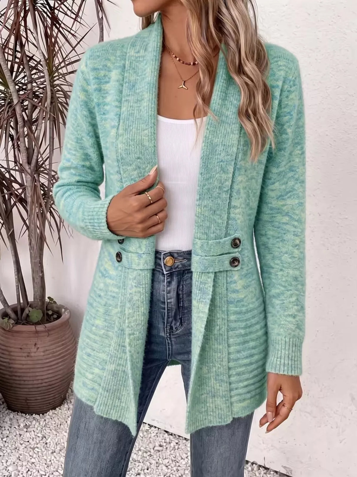 Full Size Open Front Long Sleeve Cardigan Plus Size