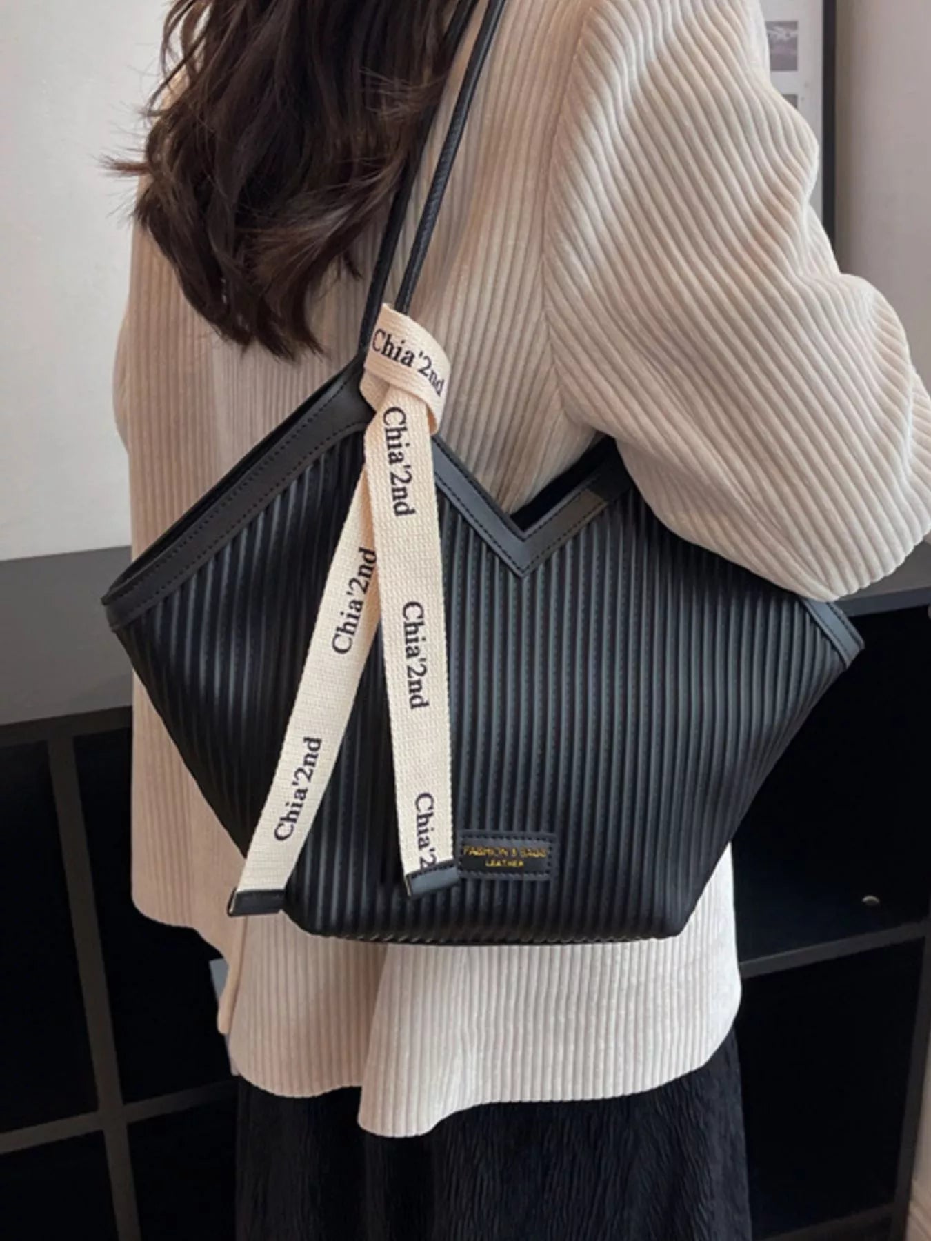 Textured Leather Shoulder Bag