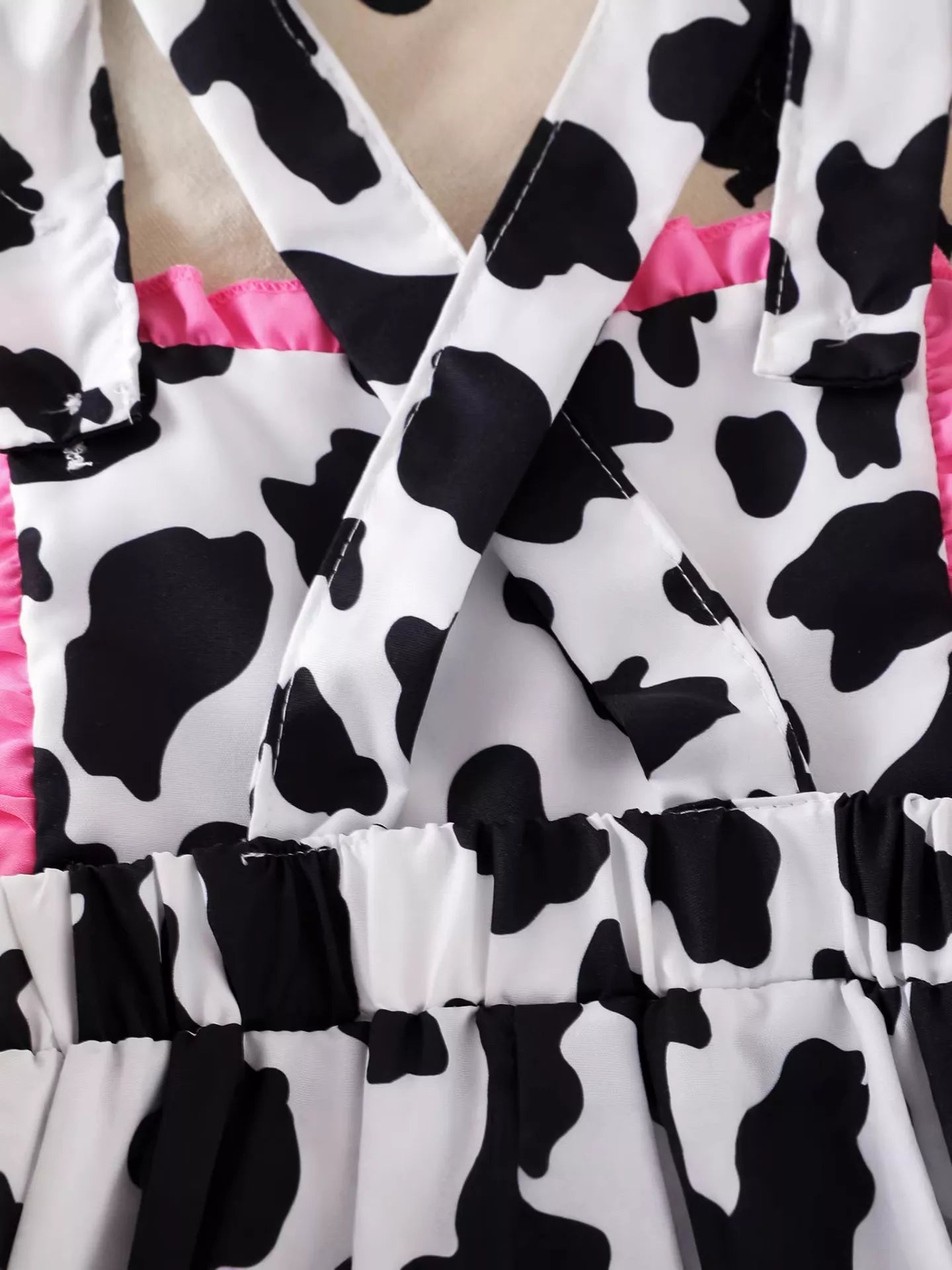 Children's Cow Print Ruffle Jumpsuit