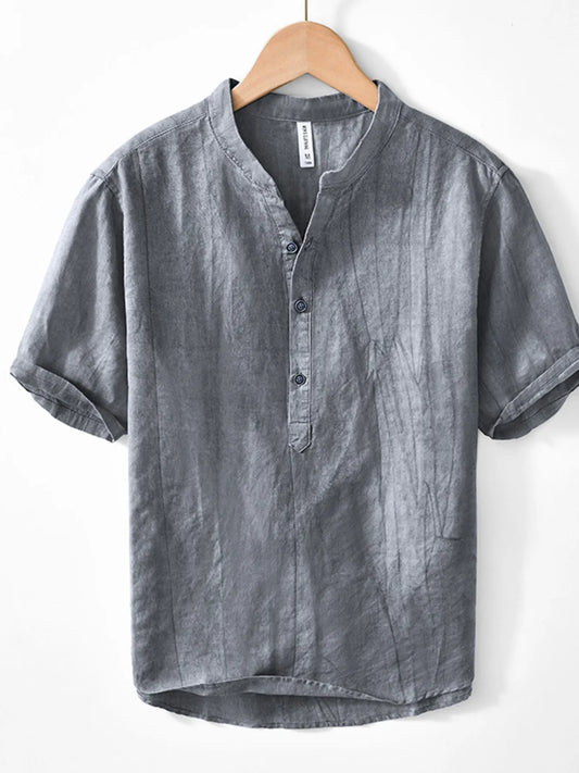 Men's Plus Size Button Detail Short Sleeve Shirt