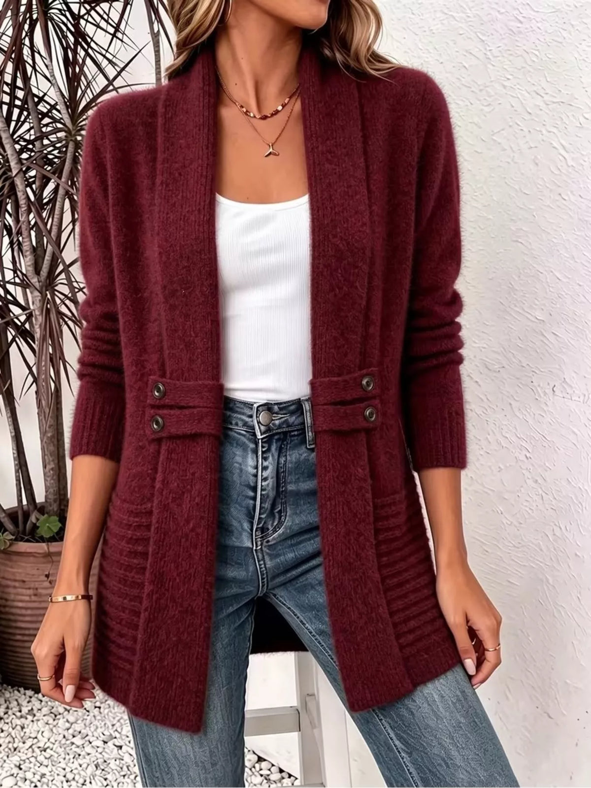 Full Size Open Front Long Sleeve Cardigan Plus Size