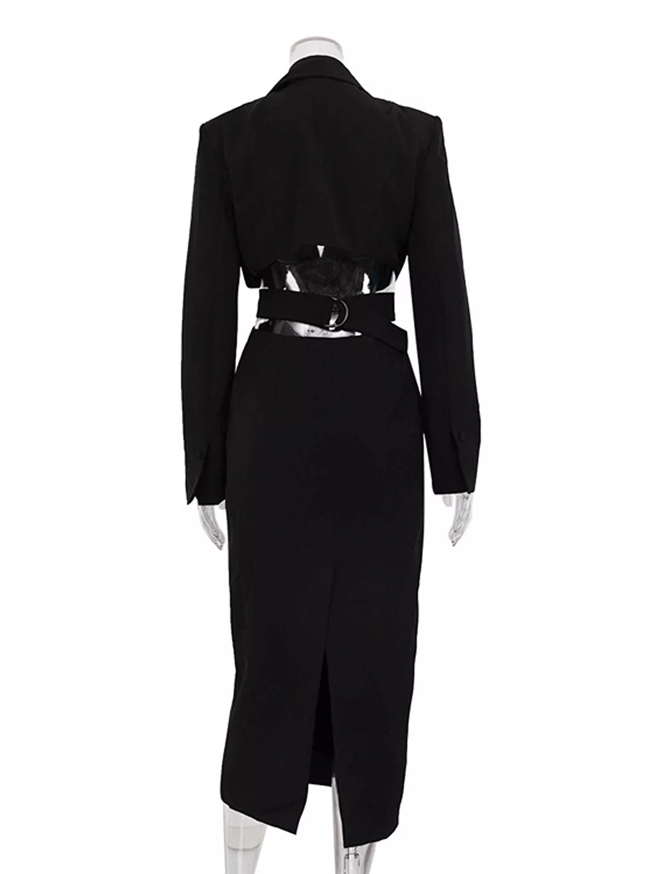 Button-Down Blazer Dress with Cut-out Waist