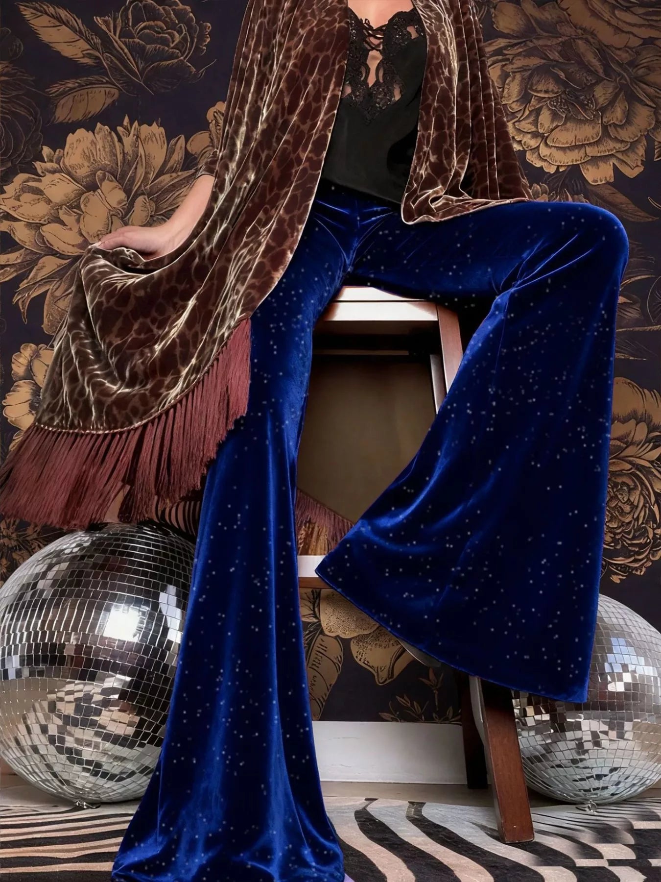 Velvet High Waist Flared Pants