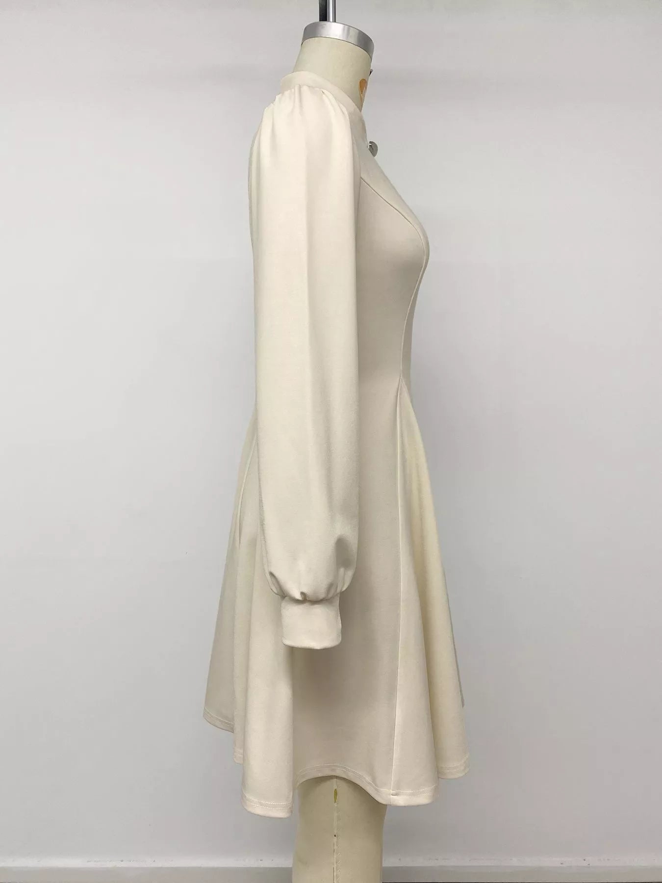 Keyhole Neckline Long Sleeve A-Line Mini Dress