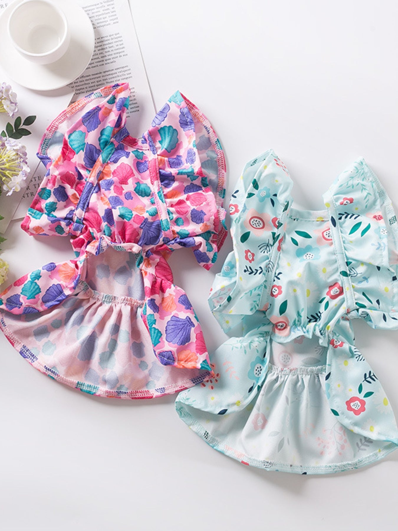 Floral Print Bow Decor Pet Dress