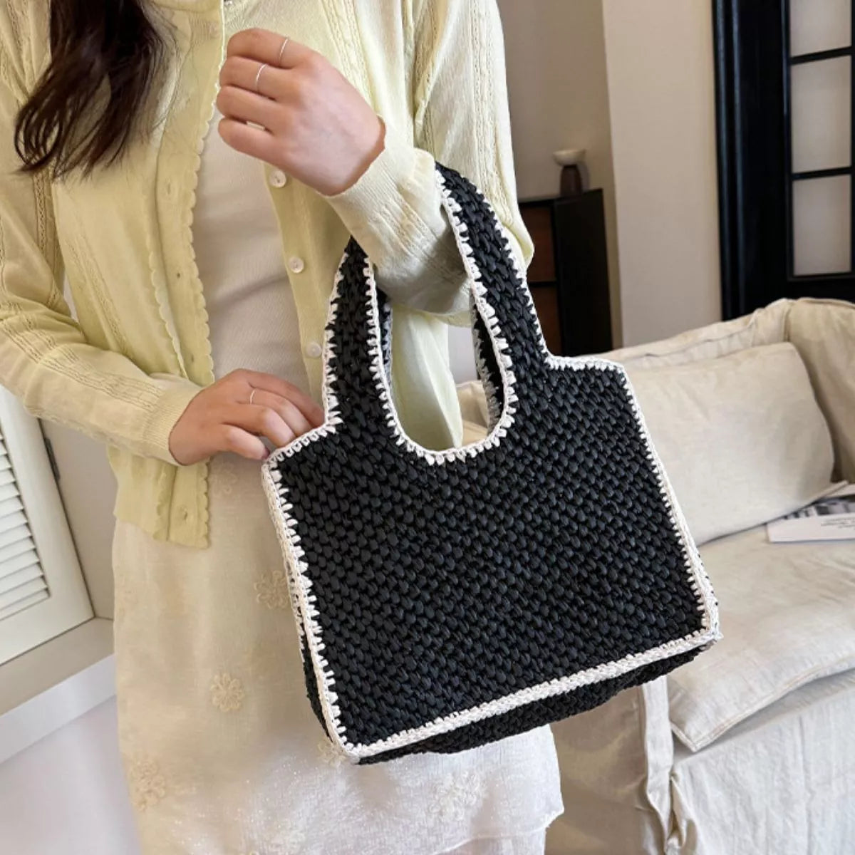 Woven Straw Handbag