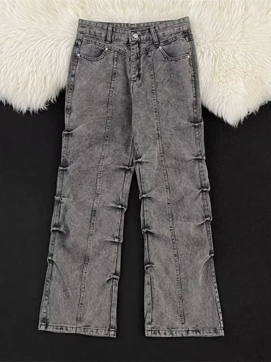 Men's Full Size Vintage Wash Wide Leg Jeans Plus Size