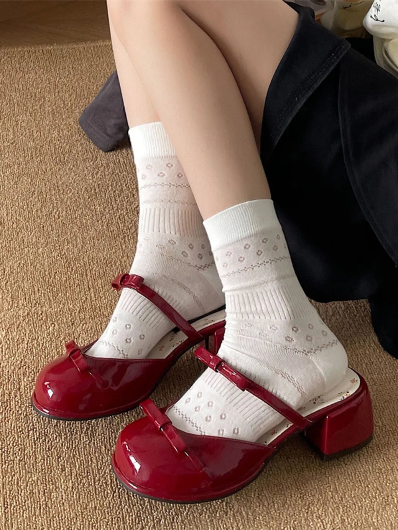 Bow Round Toe Block Heel Sandals