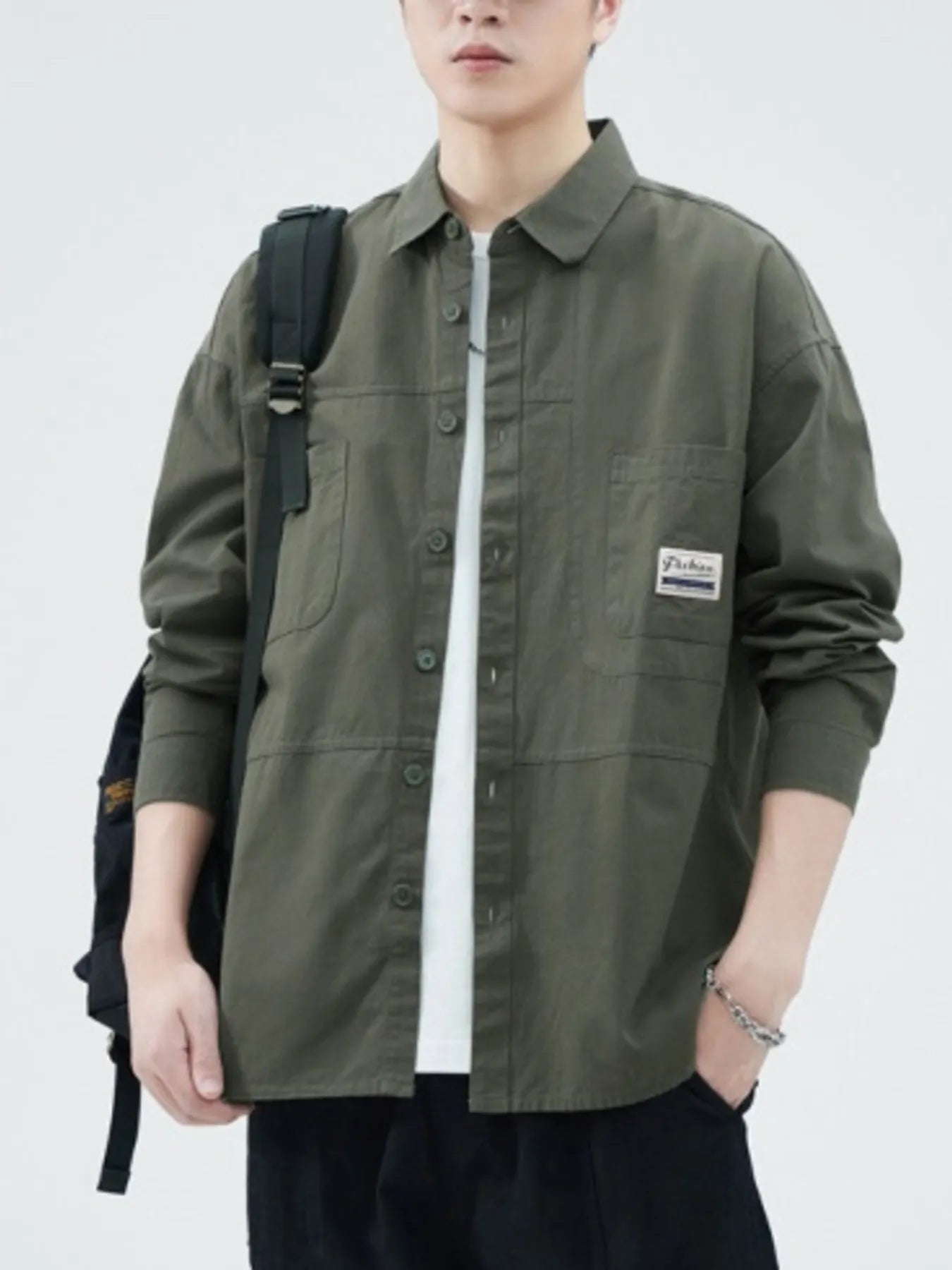 Men's Plus Size Button Up Long Sleeve Shirt