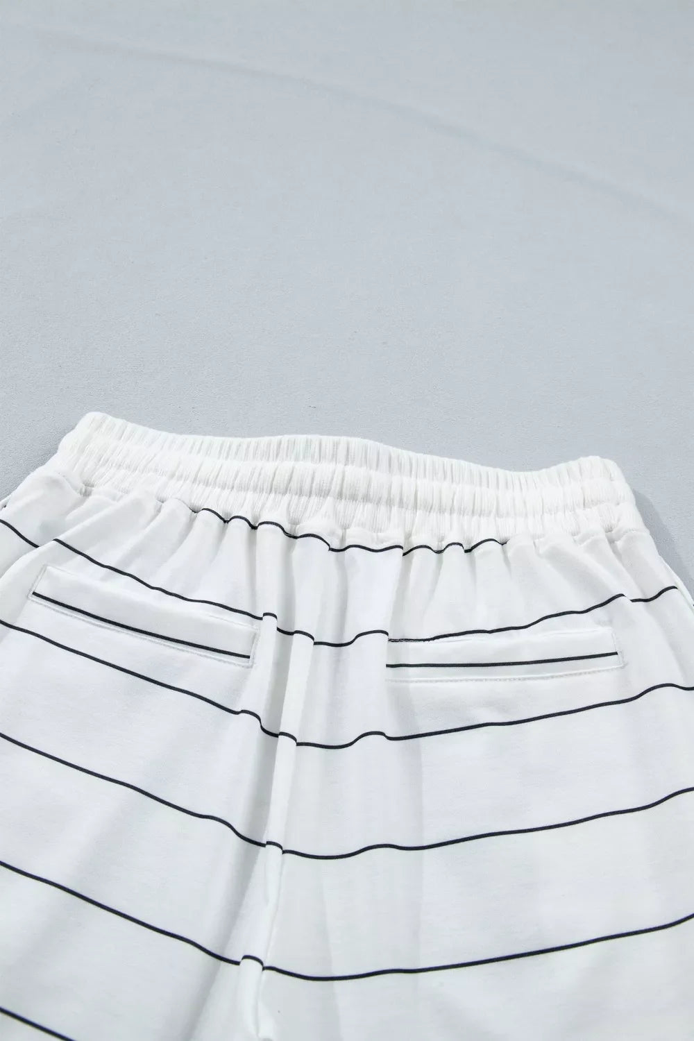 Stripe Half Sleeve Tee and Drawstring Shorts Set
