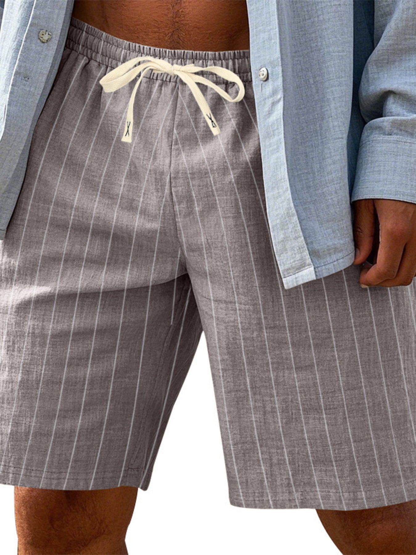 Men's Full Size Striped Drawstring Casual Shorts Plus Size