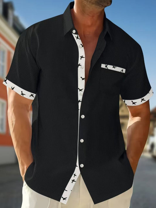 Men's Full Size Casual Button Up Short Sleeve Shirt Plus Size