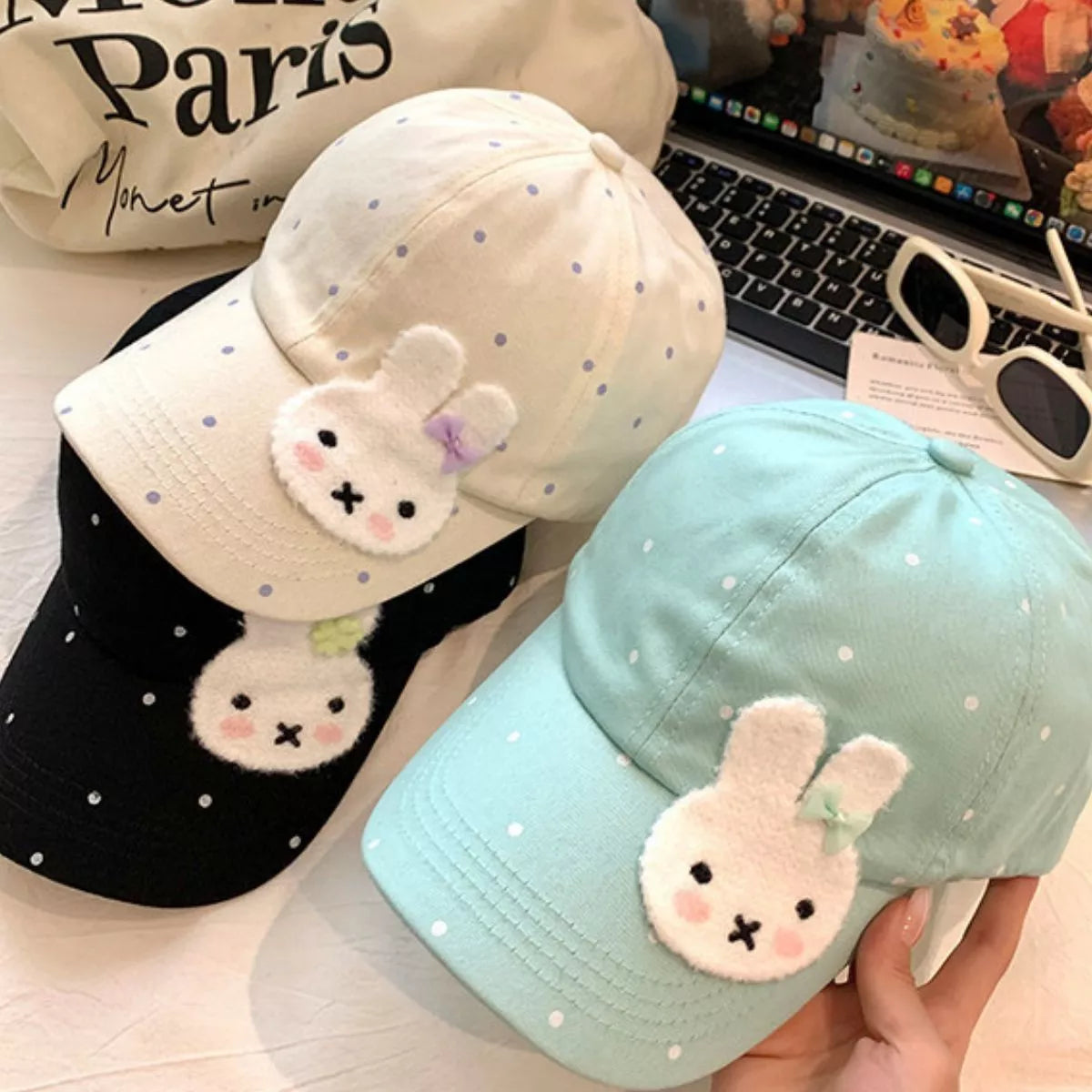 Bunny Polka Dot Baseball Cap