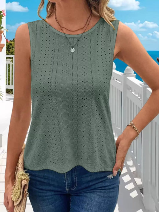 Hollow-Out Knit Tank Top
