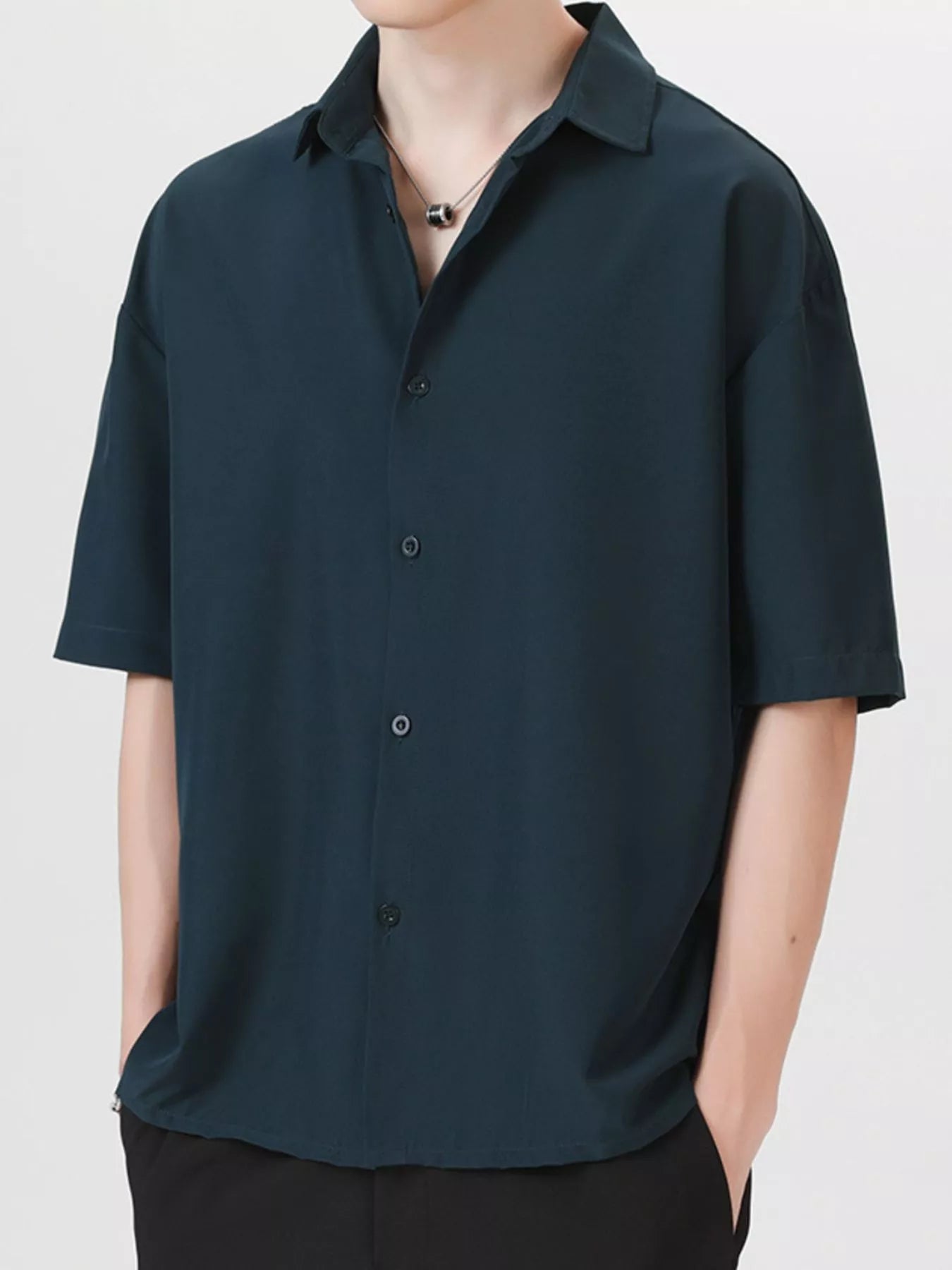 Men's Full Size Casual Short Sleeve Button-Down Shirt Plus Size