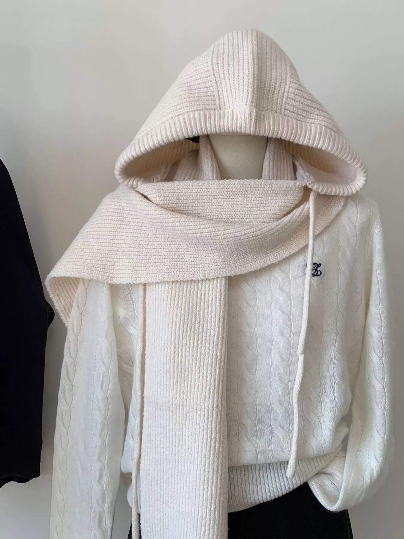 Knitted Solid Color Scarf Hat