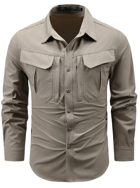 Men's Plus Size Button Up Long Sleeve Shirt