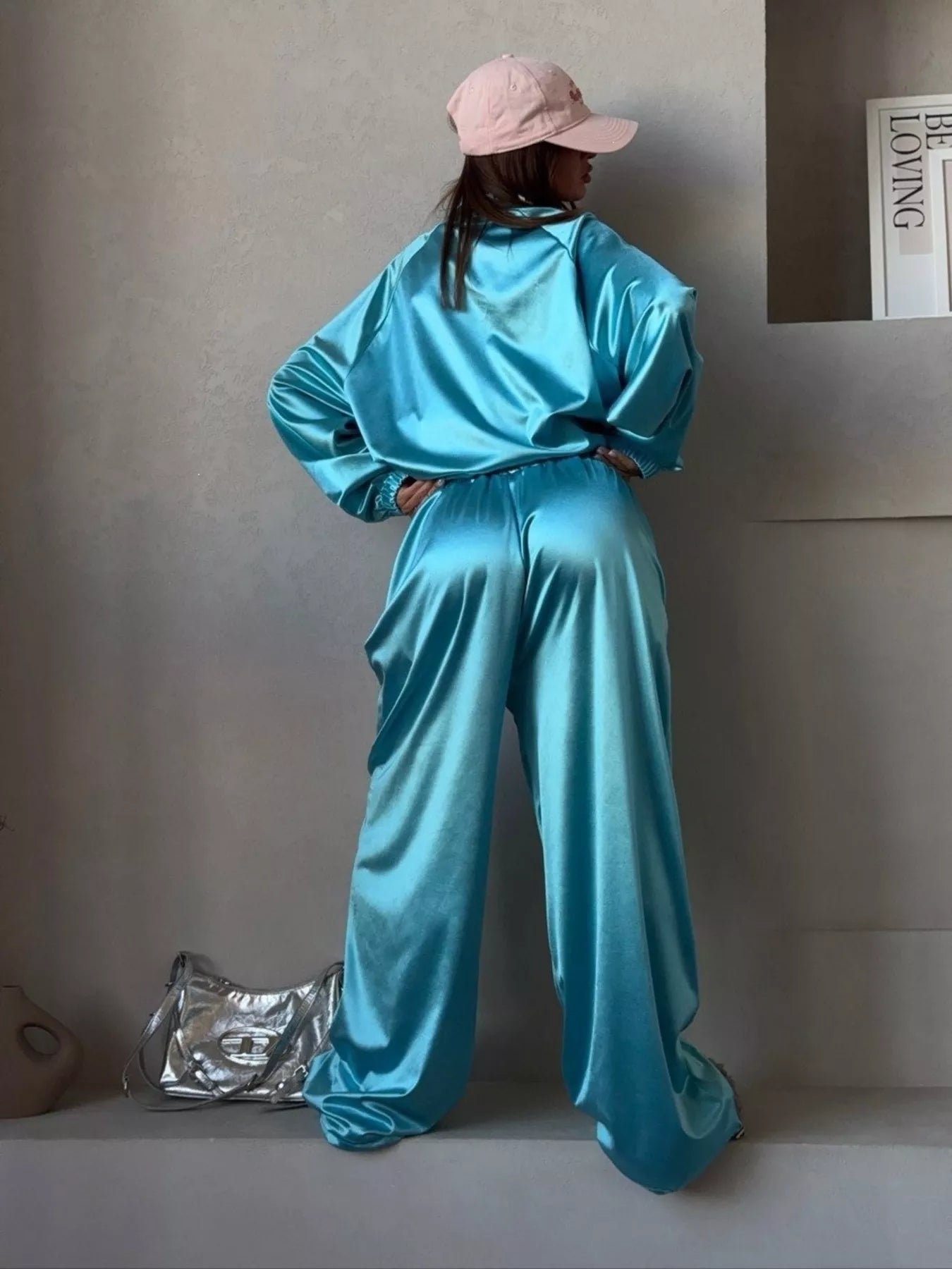 Zip Up Raglan Sleeve Jacket and Pants Set