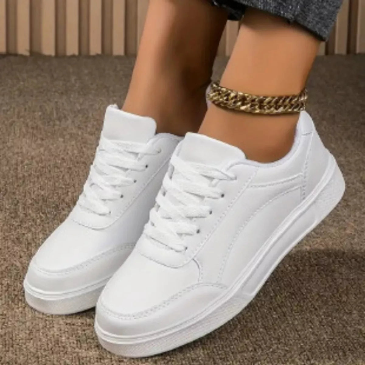 Round Toe Lace Up Sneakers