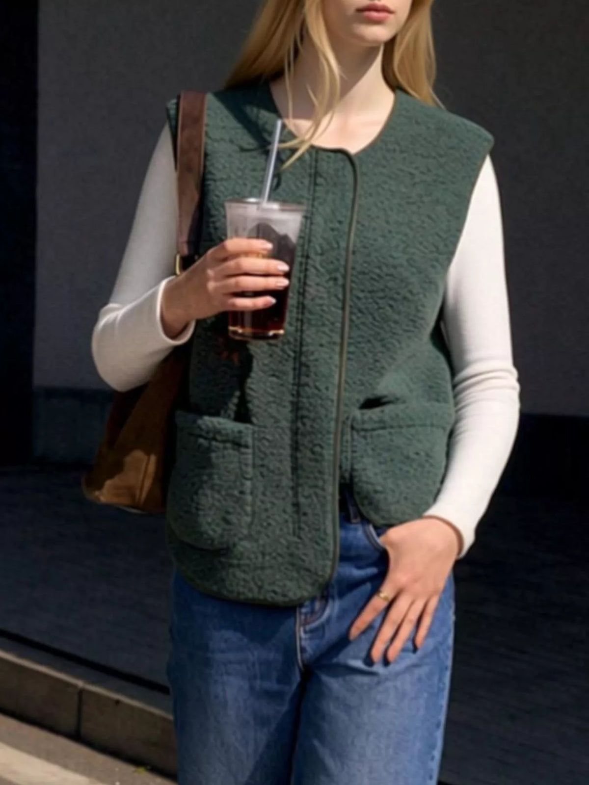Sherpa Sleeveless Vest Coat