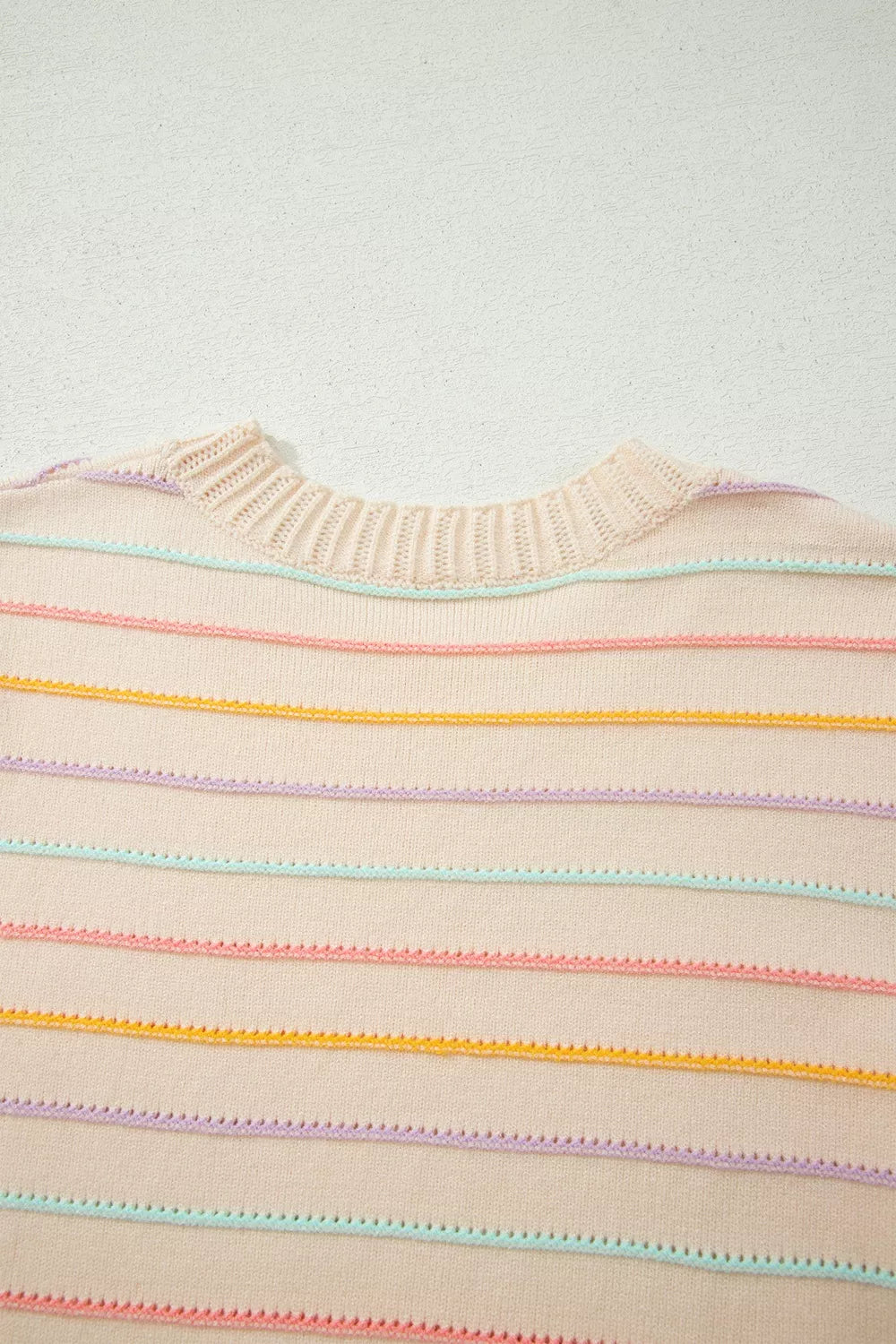 Stripe Colorful Stripes Crew Neck Knit Sweater