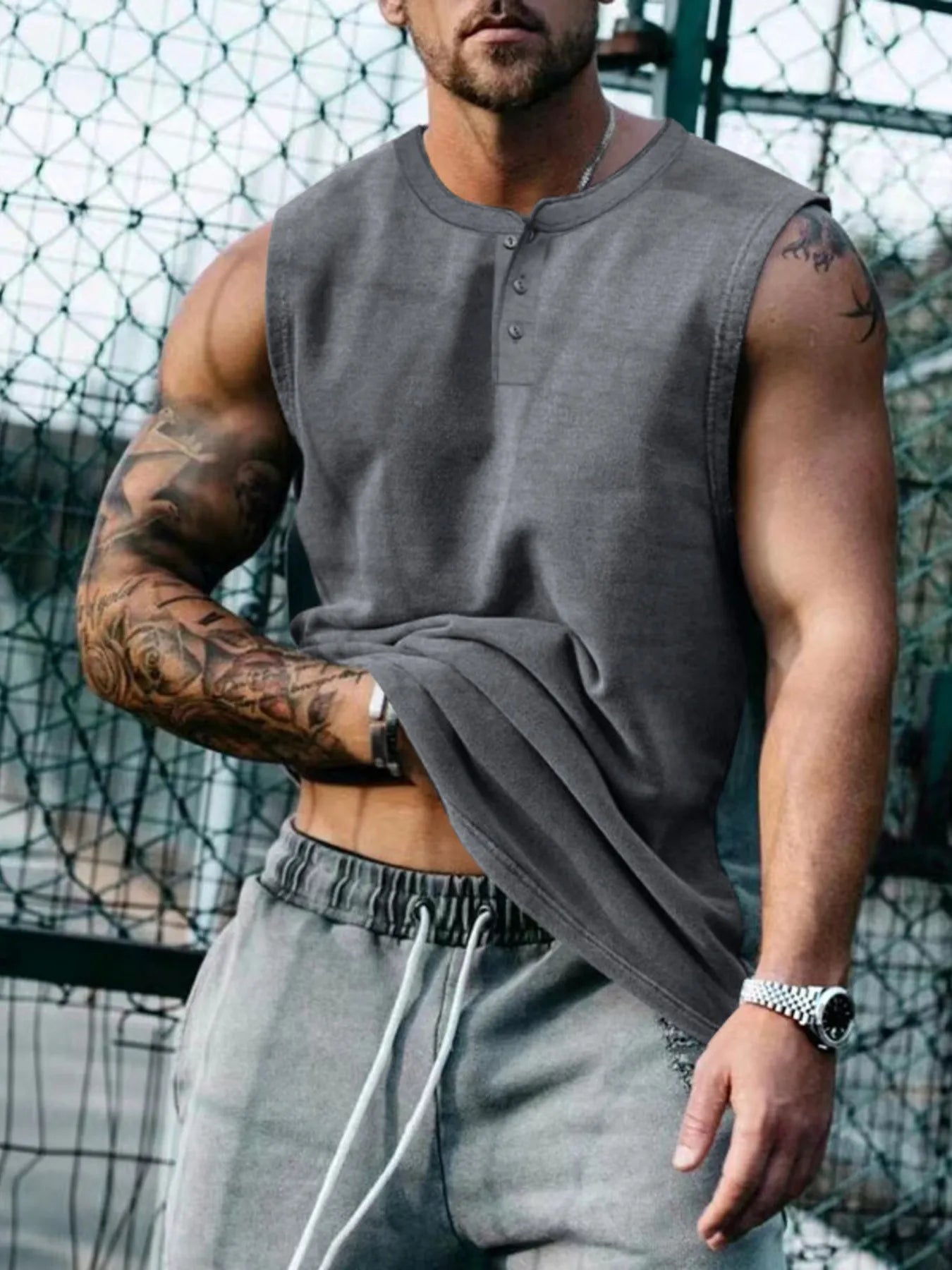 Men's Plus Size Round Neck Tank