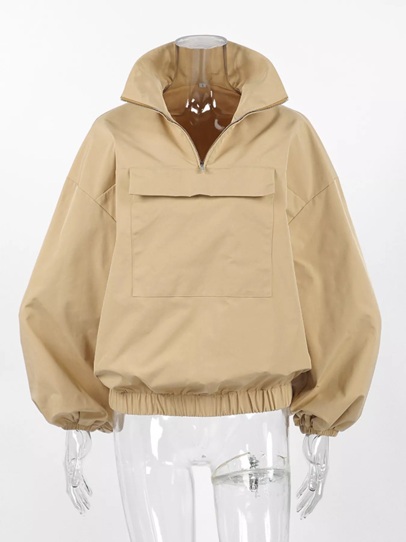 Quarter Zip Front Flap Pocket Top