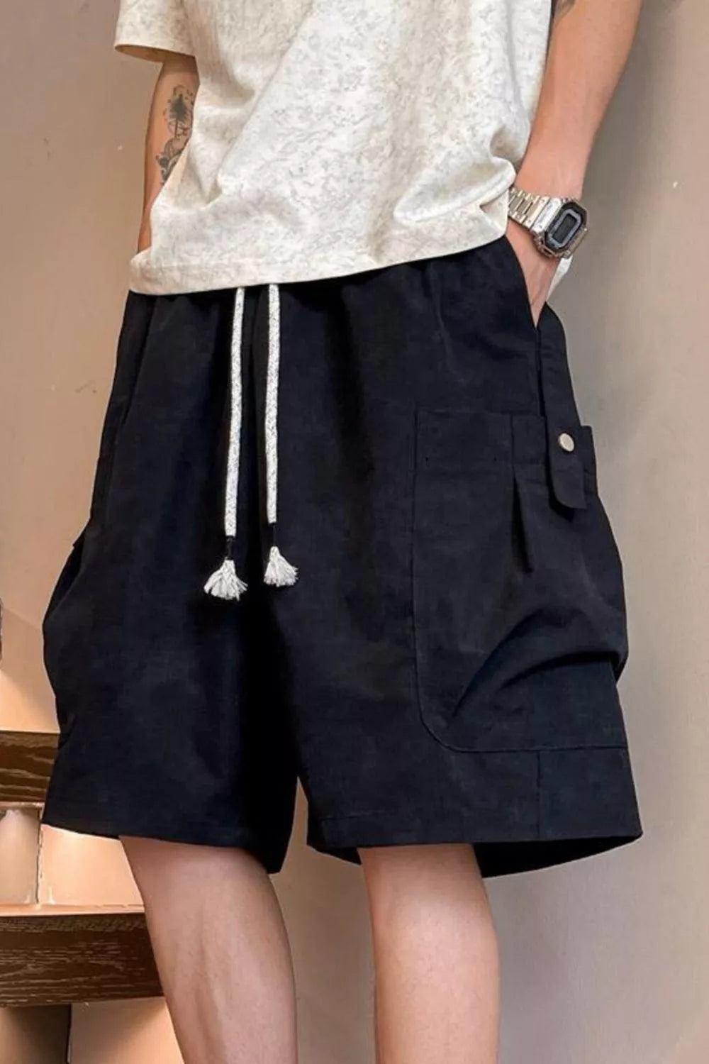 Men's Full Size Drawstring Shorts with Pockets Plus Size